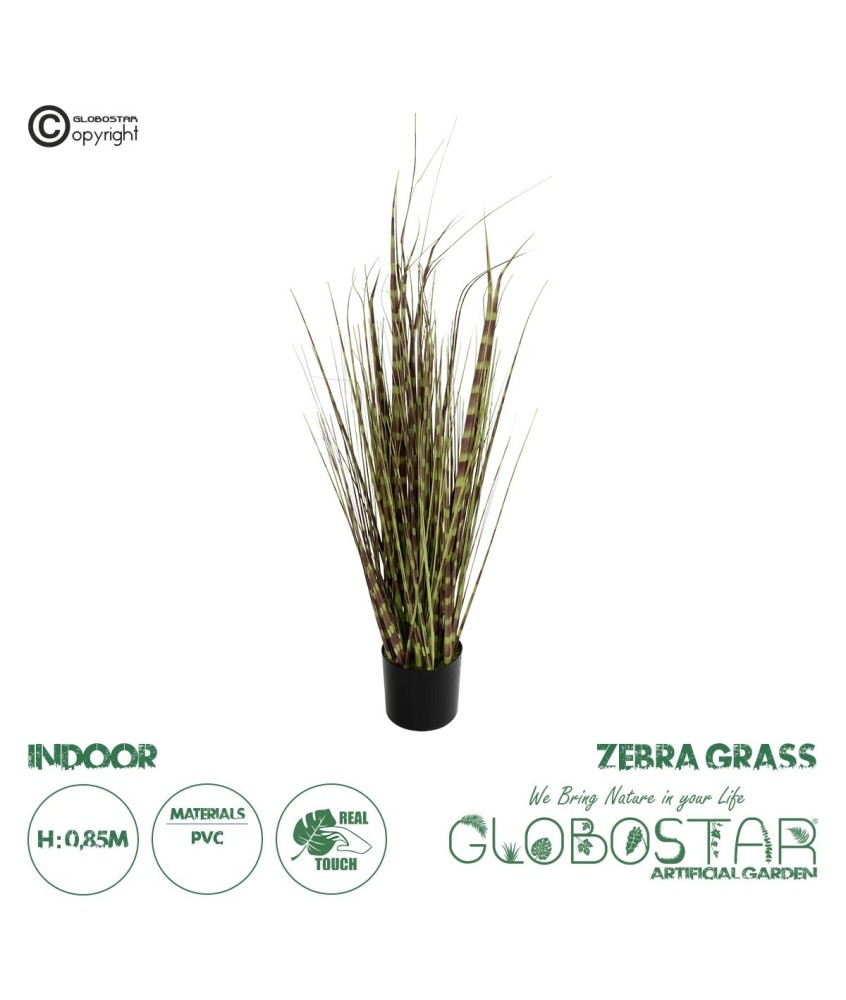 GloboStar® Artificial Garden ZEBRA GRASS 21482 Τεχνητό Διακοσμητικό Φυτό Ζέμπρα  Υ85cm